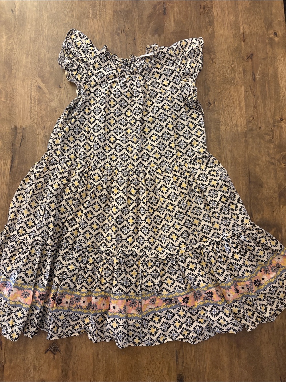 Womenβs Floral Tiered Sundress in Navy & Yellow